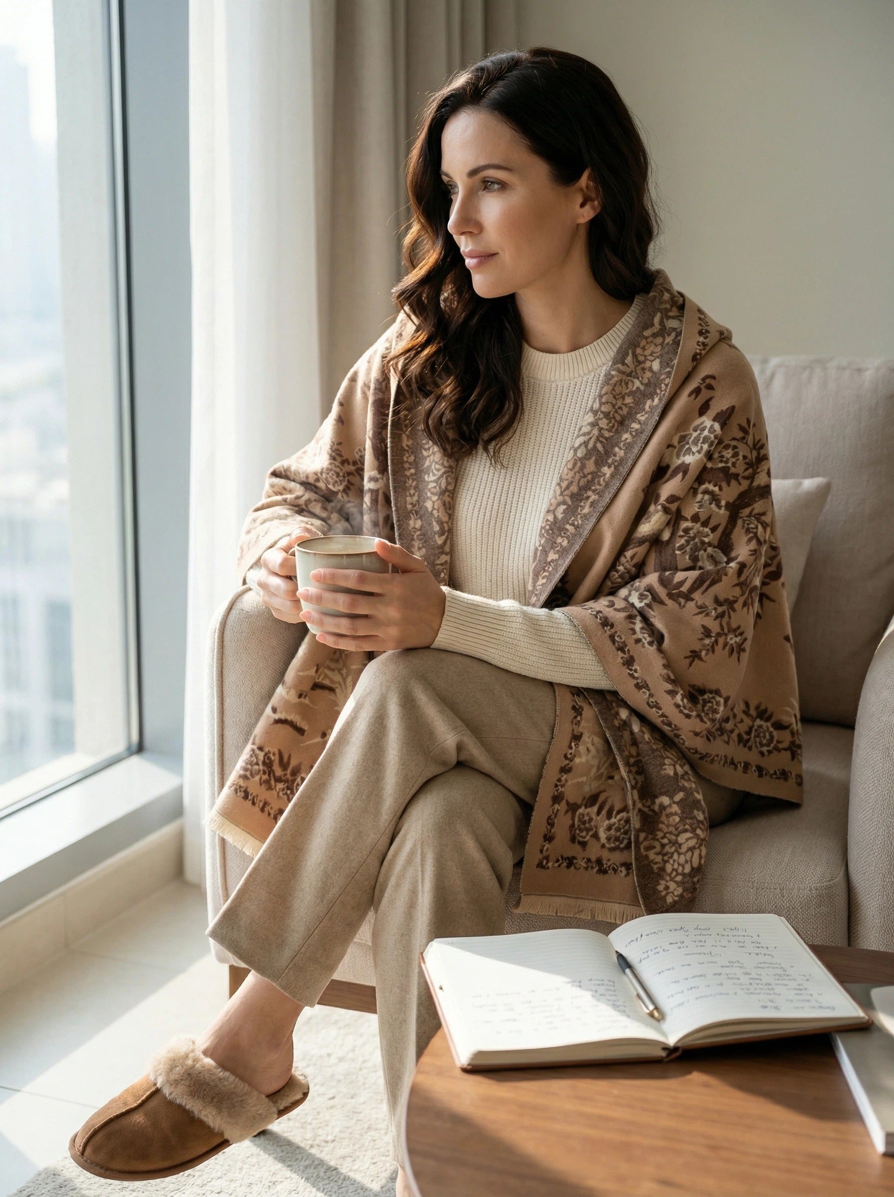 Luxury Ultra Soft Comfort Blanket & Shawl Wrap - Imitation Cashmere, Warm Thick Winter Scarf for Women, Versatile Cape for Evening Dressing, Perfect for Home Comfort & Stress Relief Gift