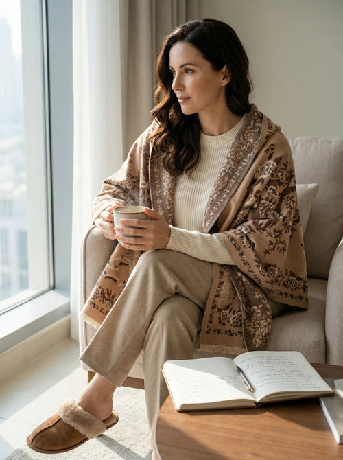 Luxury Ultra Soft Comfort Blanket & Shawl Wrap - Imitation Cashmere, Warm Thick Winter Scarf for Women, Versatile Cape for Evening Dressing, Perfect for Home Comfort & Stress Relief Gift
