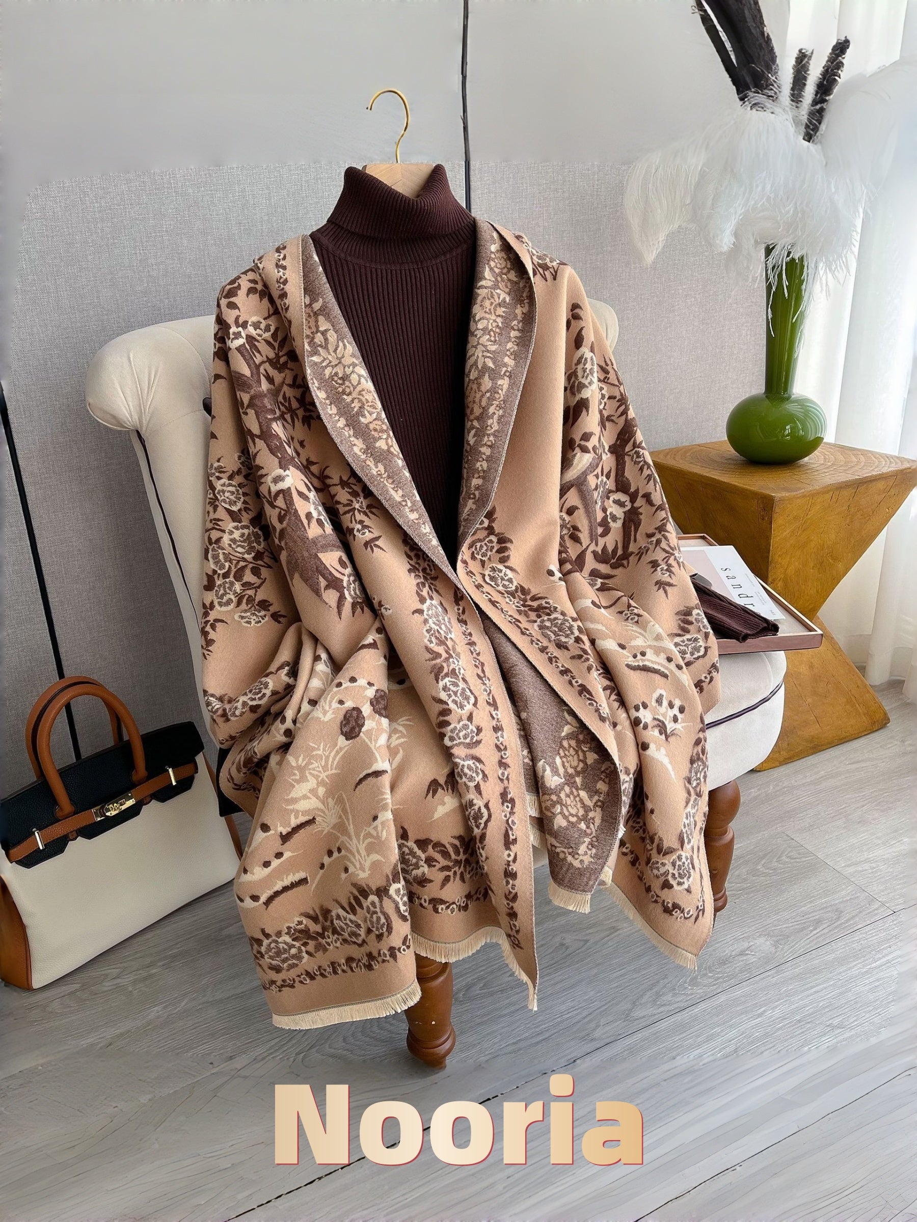 Luxury Ultra Soft Comfort Blanket & Shawl Wrap - Imitation Cashmere, Warm Thick Winter Scarf for Women, Versatile Cape for Evening Dressing, Perfect for Home Comfort & Stress Relief Gift