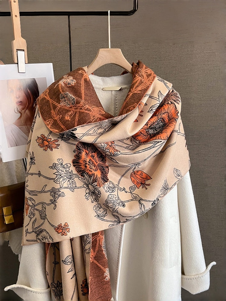 Luxury Ultra Soft Comfort Blanket & Shawl Wrap - Imitation Cashmere, Warm Thick Winter Scarf for Women, Versatile Cape for Evening Dressing, Perfect for Home Comfort & Stress Relief Gift