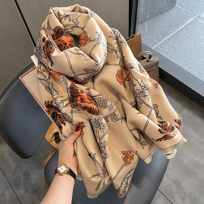 Luxury Ultra Soft Comfort Blanket & Shawl Wrap - Imitation Cashmere, Warm Thick Winter Scarf for Women, Versatile Cape for Evening Dressing, Perfect for Home Comfort & Stress Relief Gift